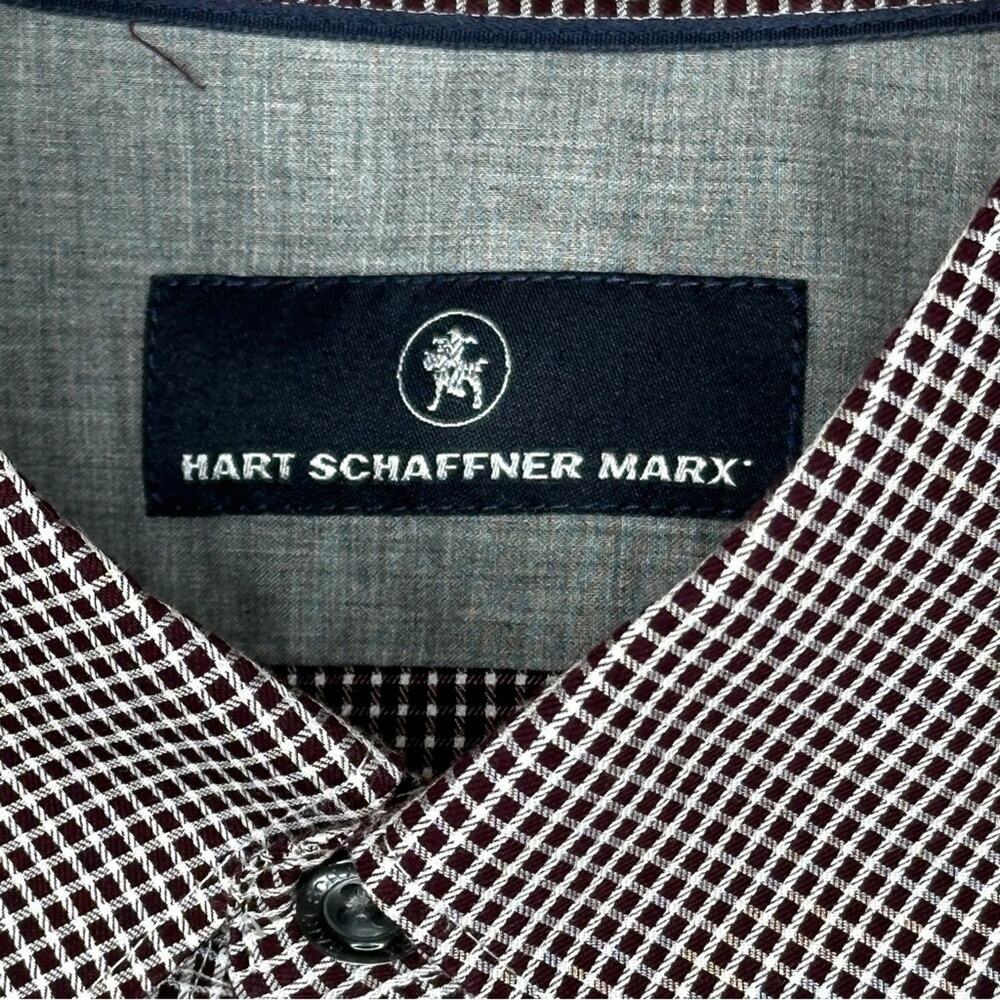 Hart Schaffner Marx Long Sleeve Cranberry & White checkered Shirt XL - Picture 6 of 12